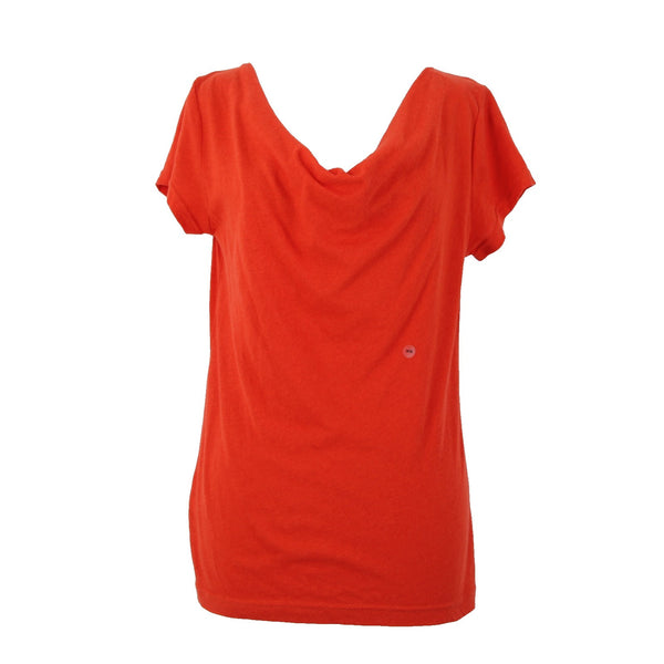 Eddie Bauer Top NEW Sz XS Blossom Red Cowl Neck Linen Cotton Top