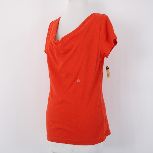 Eddie Bauer Top NEW Sz XS Blossom Red Cowl Neck Linen Cotton Top