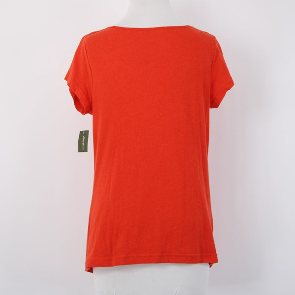 Eddie Bauer Top NEW Sz XS Blossom Red Cowl Neck Linen Cotton Top