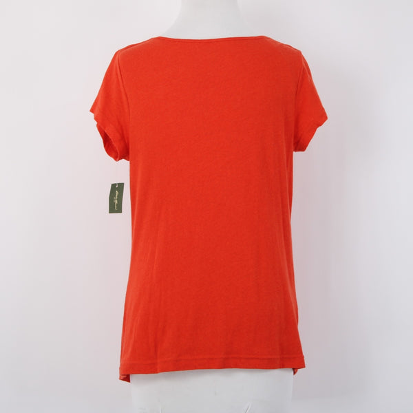 Eddie Bauer Top NEW Sz XS Blossom Red Cowl Neck Linen Cotton Top