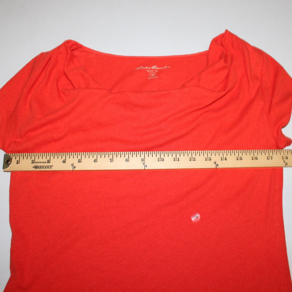 Eddie Bauer Top NEW Sz XS Blossom Red Cowl Neck Linen Cotton Top