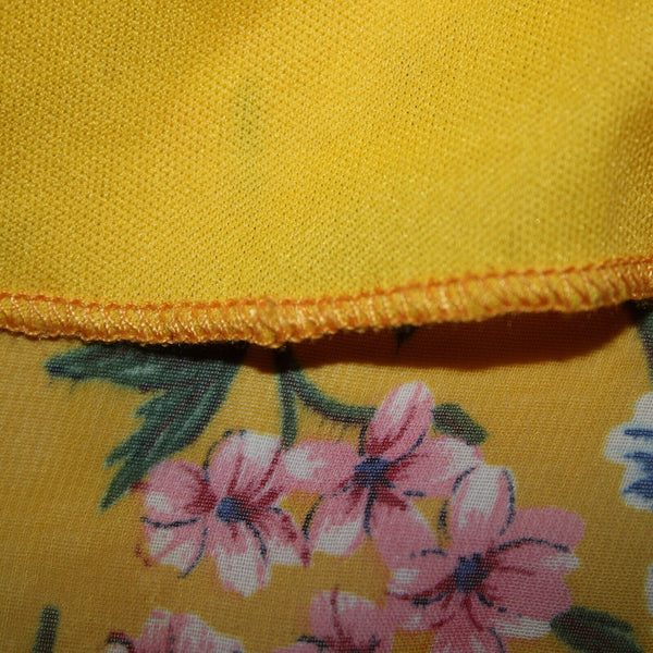 Harper Heritage Sz M Mustard Yellow Multi Floral Lined 100% Polyester Wrap Dress