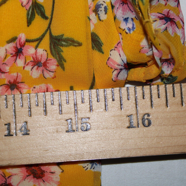 Harper Heritage Sz M Mustard Yellow Multi Floral Lined 100% Polyester Wrap Dress