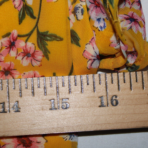 Harper Heritage Sz M Mustard Yellow Multi Floral Lined 100% Polyester Wrap Dress