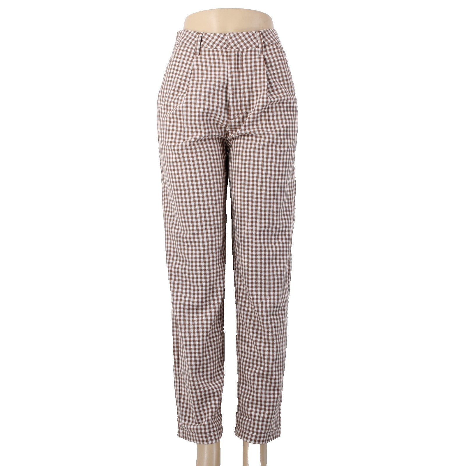 Brixton Pant Sz 25 x 29 Brown White Checkered Pleated Cotton Polyester Pant