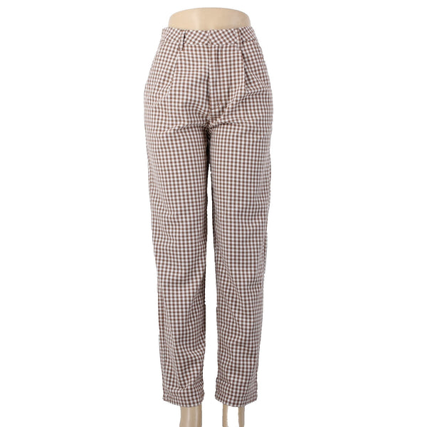 Brixton Pant Sz 25 x 29 Brown White Checkered Pleated Cotton Polyester Pant