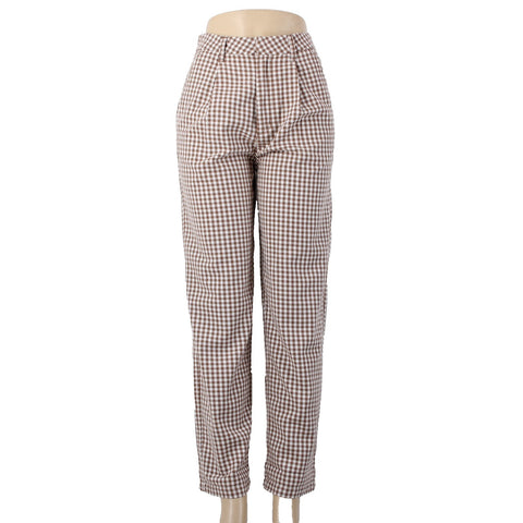 Brixton Pant Sz 25 x 29 Brown White Checkered Pleated Cotton Polyester Pant