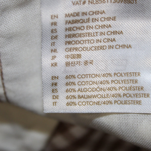 Brixton Pant Sz 25 x 29 Brown White Checkered Pleated Cotton Polyester Pant