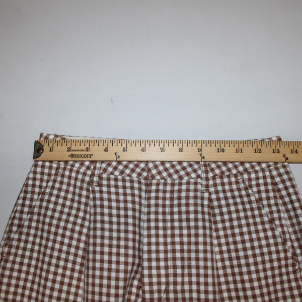 Brixton Pant Sz 25 x 29 Brown White Checkered Pleated Cotton Polyester Pant