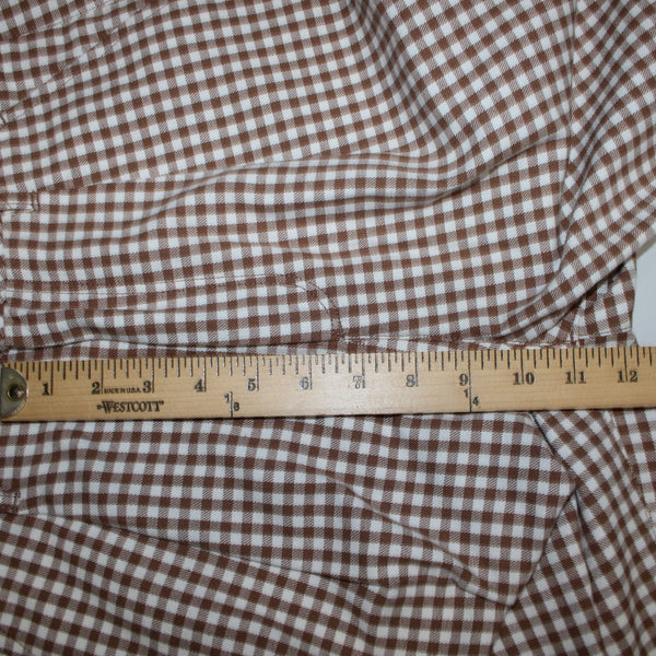 Brixton Pant Sz 25 x 29 Brown White Checkered Pleated Cotton Polyester Pant