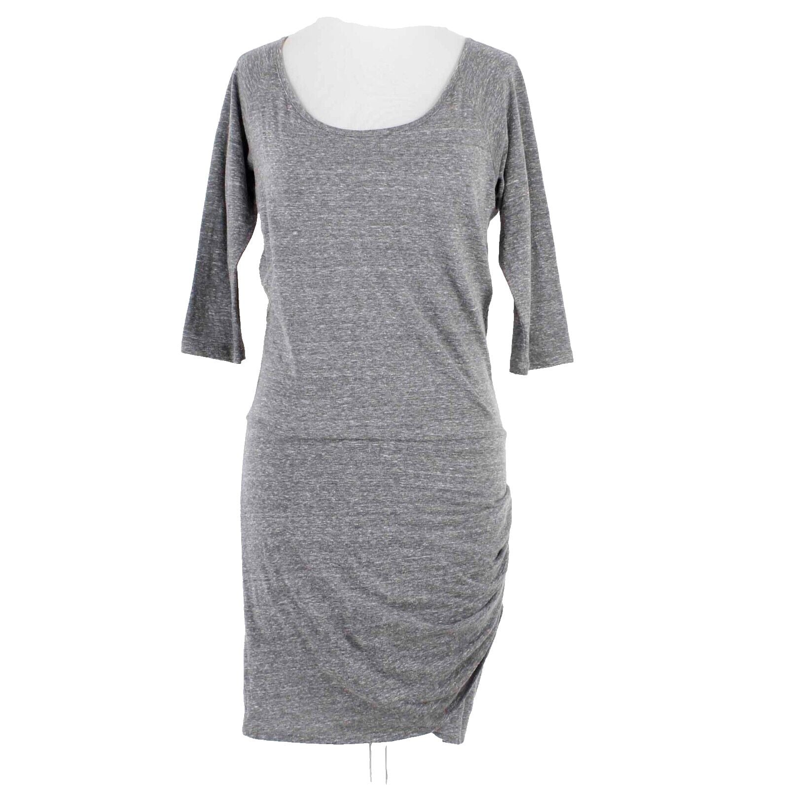 Foreign Exchange NEW Sz S Gray Ruching Mid Sleeve Polyester Cotton Dress