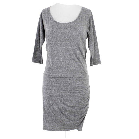 Foreign Exchange NEW Sz S Gray Ruching Mid Sleeve Polyester Cotton Dress