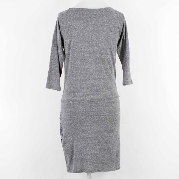 Foreign Exchange NEW Sz S Gray Ruching Mid Sleeve Polyester Cotton Dress