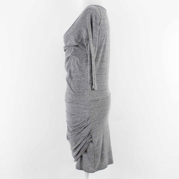 Foreign Exchange NEW Sz S Gray Ruching Mid Sleeve Polyester Cotton Dress