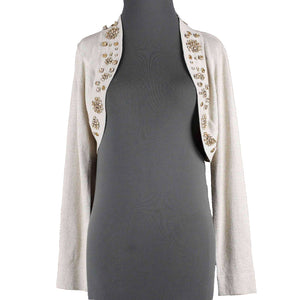 Soft Surroundings NEW $90 Sz S Tan Gold Metallic Jewels Viscose Blend Knit Wrap