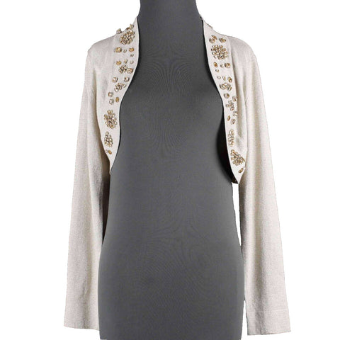 Soft Surroundings NEW $90 Sz S Tan Gold Metallic Jewels Viscose Blend Knit Wrap