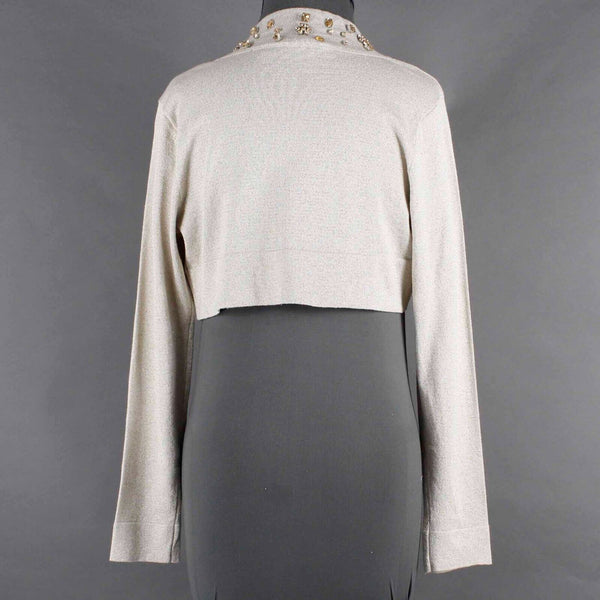 Soft Surroundings NEW $90 Sz S Tan Gold Metallic Jewels Viscose Blend Knit Wrap