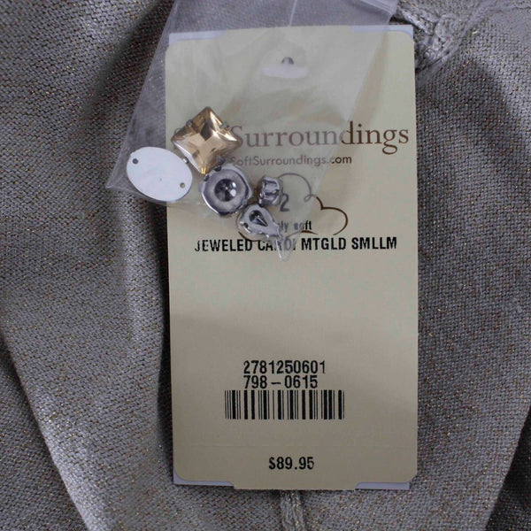 Soft Surroundings NEW $90 Sz S Tan Gold Metallic Jewels Viscose Blend Knit Wrap