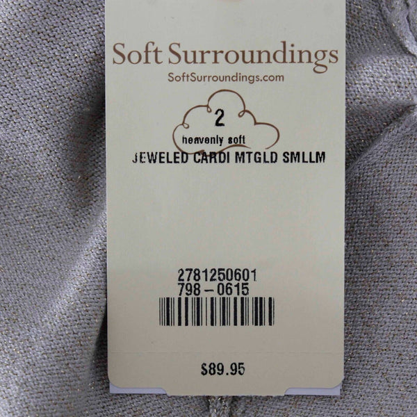 Soft Surroundings NEW $90 Sz S Tan Gold Metallic Jewels Viscose Blend Knit Wrap