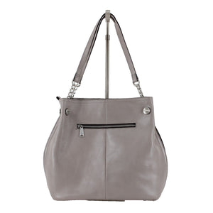 Patricia Nash 14 x 11 x 6 Gray Taupe Silver Hardware Double Strap Leather Purse