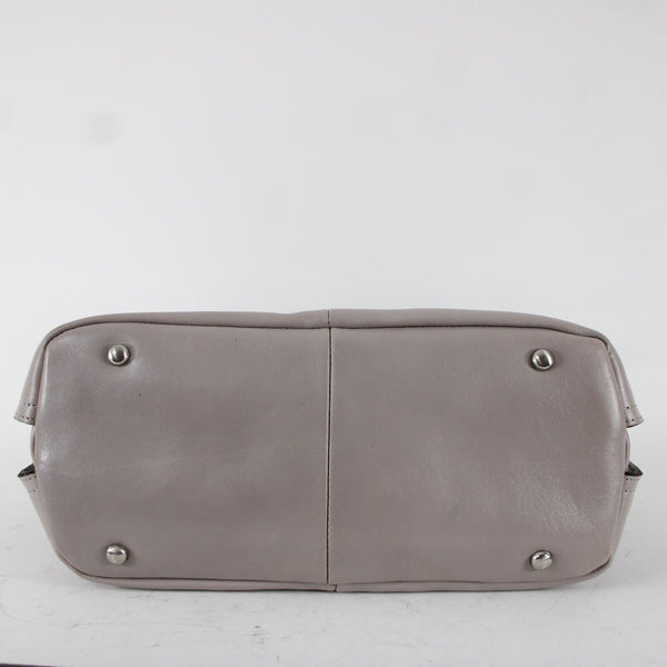 Patricia Nash 14 x 11 x 6 Gray Taupe Silver Hardware Double Strap Leather Purse