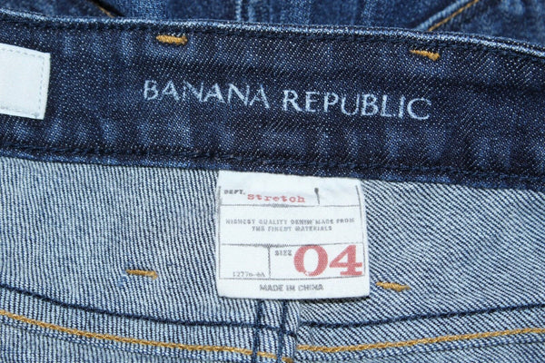 Banana Republic Sz 4 x 34 Navy Denim Cotton Spandex Urban Boot Cut Jean