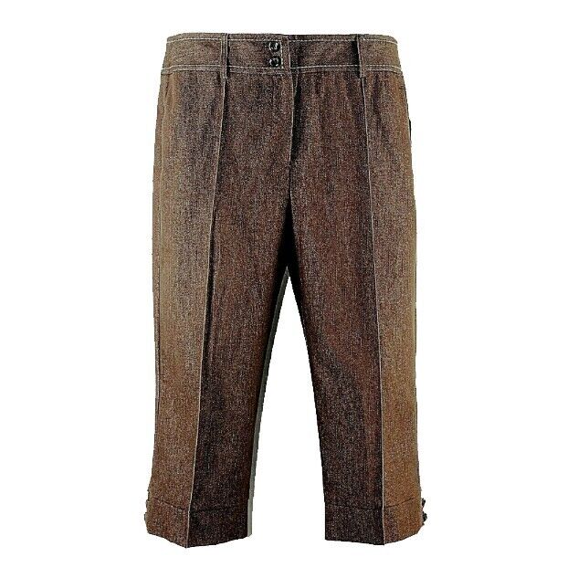 Dressbarn NEW Sz 14 x 19 Brown Cotton Poly Blend Stretch Crop Capri Pant