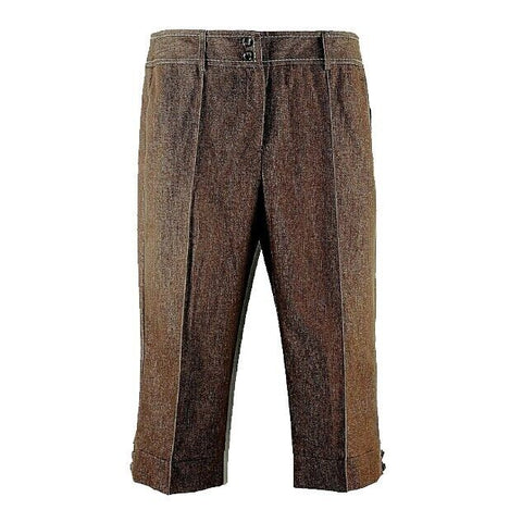 Dressbarn NEW Sz 14 x 19 Brown Cotton Poly Blend Stretch Crop Capri Pant