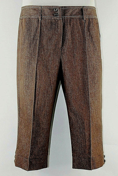 Dressbarn NEW Sz 14 x 19 Brown Cotton Poly Blend Stretch Crop Capri Pant