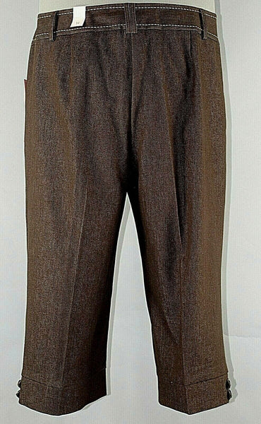 Dressbarn NEW Sz 14 x 19 Brown Cotton Poly Blend Stretch Crop Capri Pant