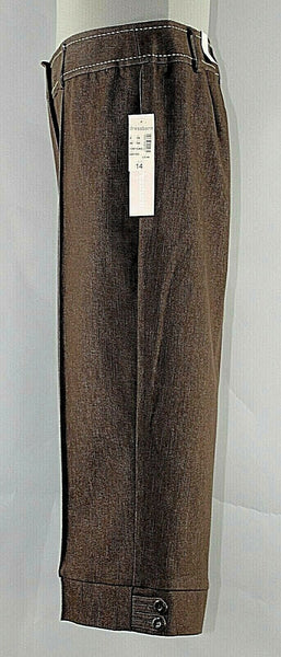 Dressbarn NEW Sz 14 x 19 Brown Cotton Poly Blend Stretch Crop Capri Pant