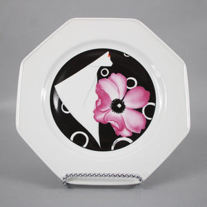 Rochard Limoges Set Of 4 White Black Flowers Woman's Faces 8" Dessert Plates