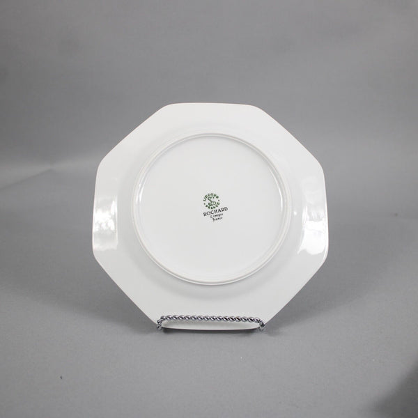 Rochard Limoges Set Of 4 White Black Flowers Woman's Faces 8" Dessert Plates