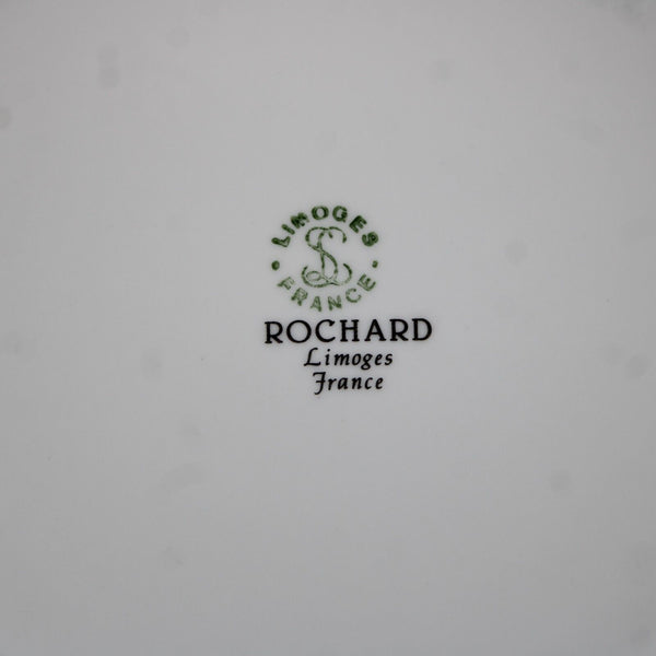 Rochard Limoges Set Of 4 White Black Flowers Woman's Faces 8" Dessert Plates