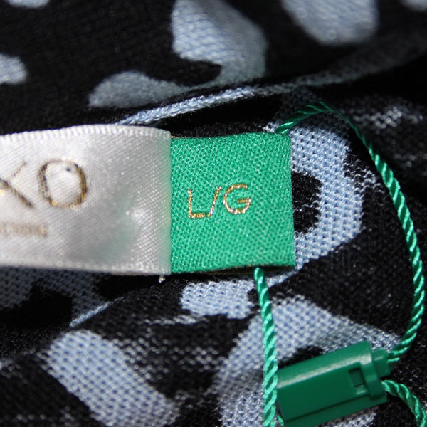 Rixo Dress NEW Sz L Black Blue Animal Print V Neck Maxi Silk Viscose Dress