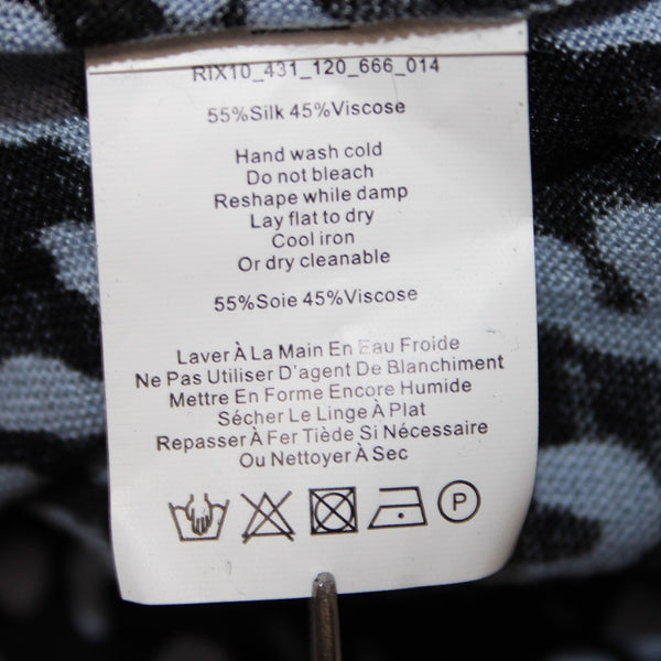 Rixo Dress NEW Sz L Black Blue Animal Print V Neck Maxi Silk Viscose Dress