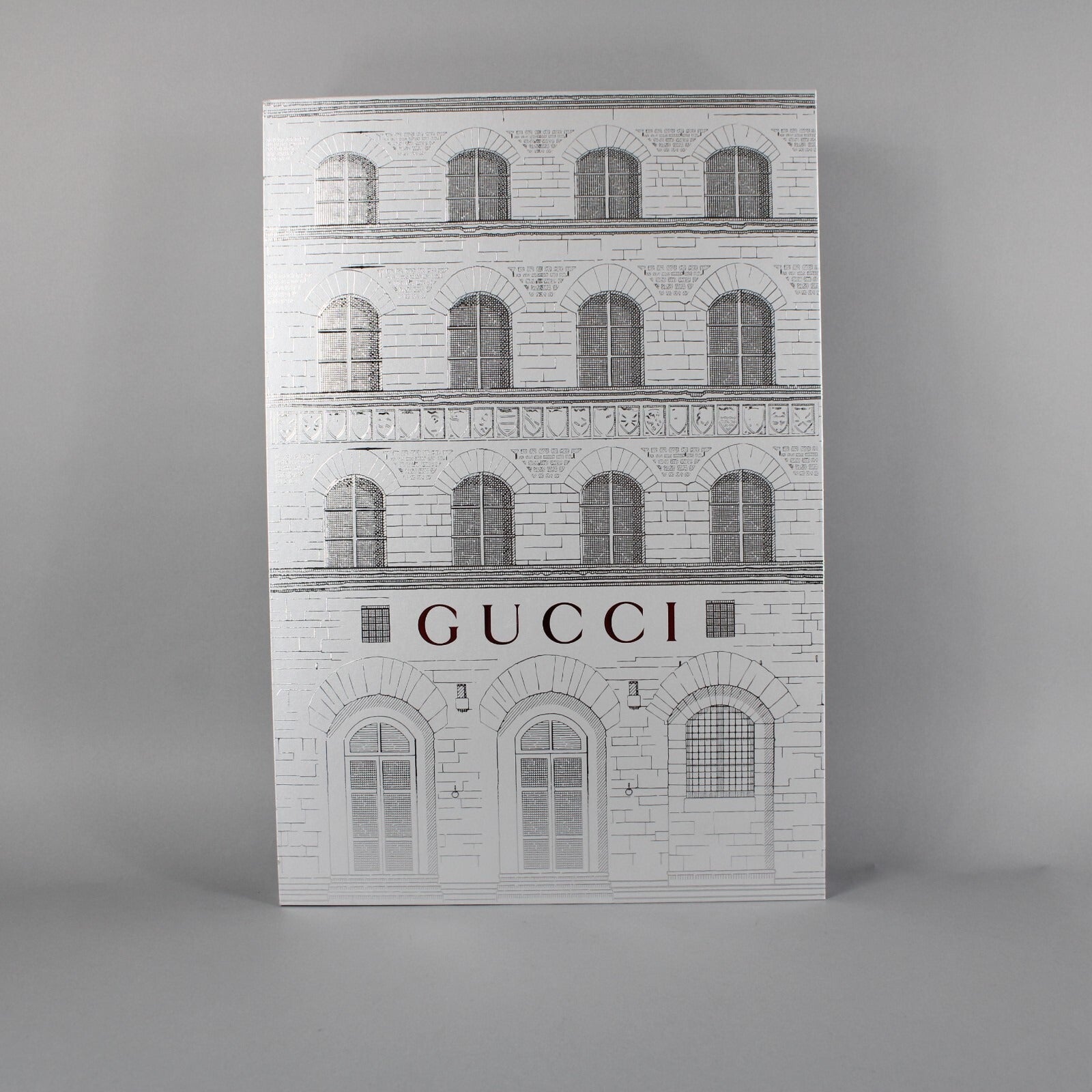 Gucci Silver Red Advent Christmas Theme 22" x 15" OPENED No ORNAMENT Box