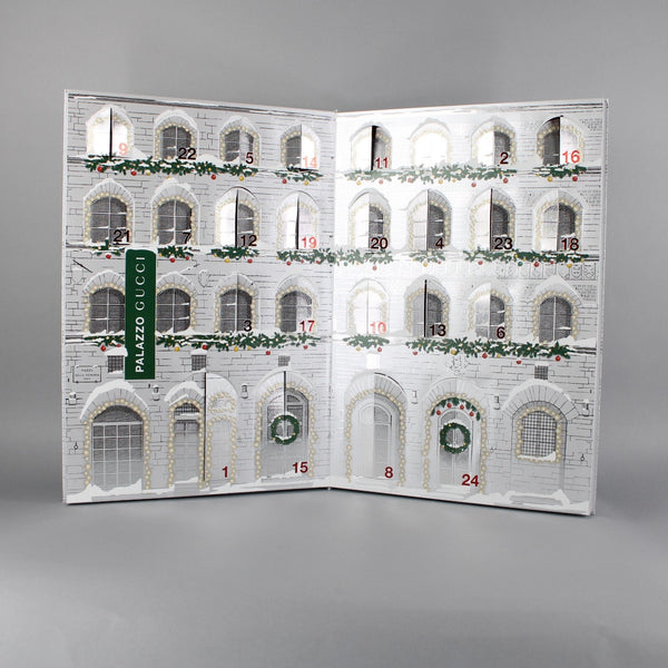 Gucci Silver Red Advent Christmas Theme 22" x 15" OPENED No ORNAMENT Box