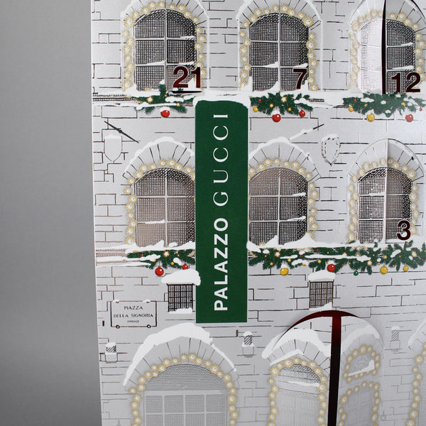 Gucci Silver Red Advent Christmas Theme 22" x 15" OPENED No ORNAMENT Box