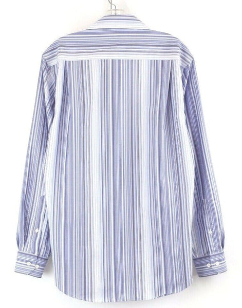 Pronto Uomo Sz M Blue Varied Stripe Cotton Modern Fit 100% Cotton Shirt