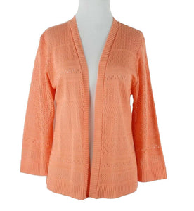 IB Diffusion NEW $25 Sz L Peach Open Knit Perforated Acrylic Cardigan