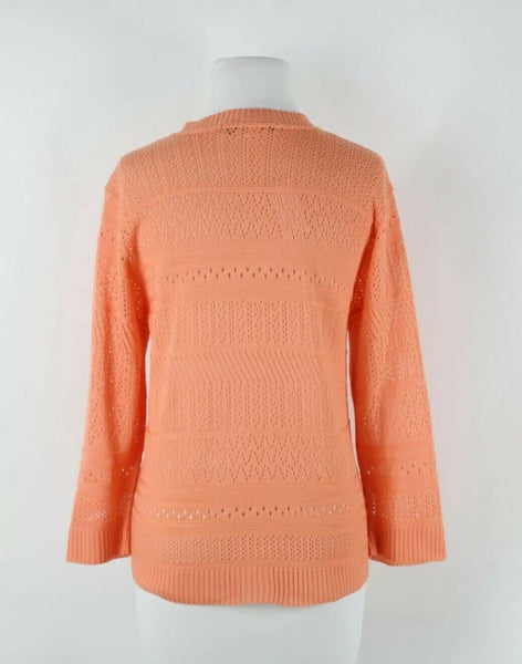 IB Diffusion NEW $25 Sz L Peach Open Knit Perforated Acrylic Cardigan