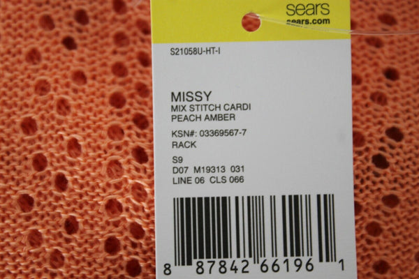 IB Diffusion NEW $25 Sz L Peach Open Knit Perforated Acrylic Cardigan