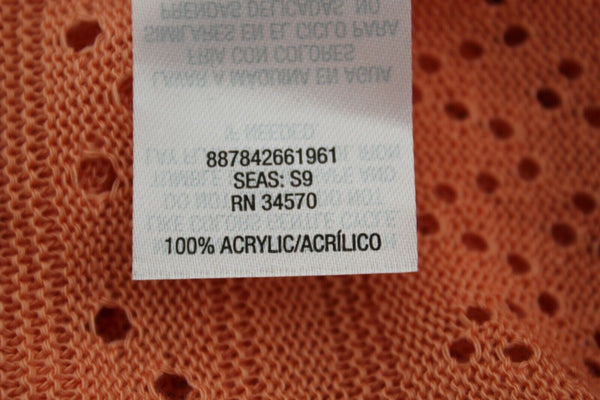 IB Diffusion NEW $25 Sz L Peach Open Knit Perforated Acrylic Cardigan
