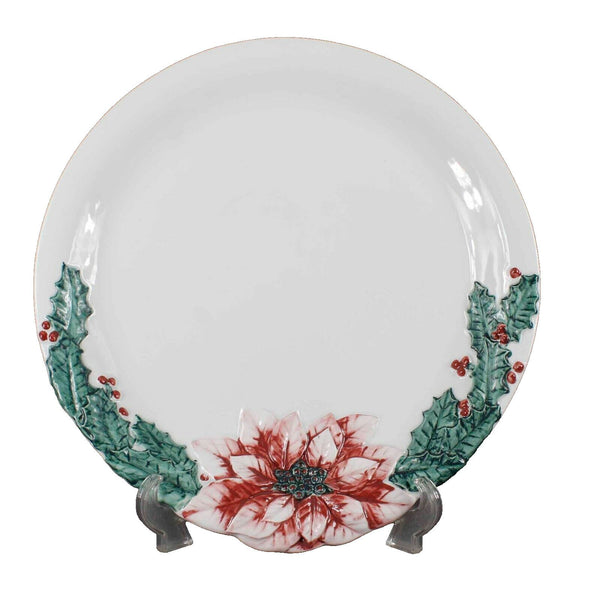 Marshall Field's Sz 14 x 2 White Multi 3648/39 Round Poinsettia Platter
