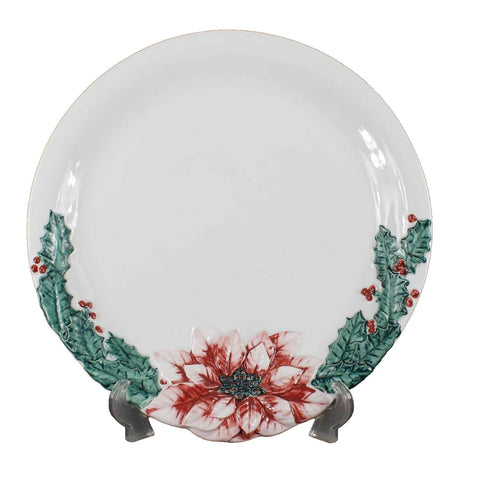 Marshall Field's Sz 14 x 2 White Multi 3648/39 Round Poinsettia Platter