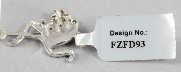 Sterling Silver 925 NEW Sz 1" 2.26g White Yellow Diamonds Flamingo Pendant