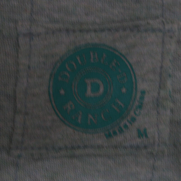 Double D Ranch Sz M Aqua Blue Multi Color Embroid Beaded V Neck 100% Cotton Top