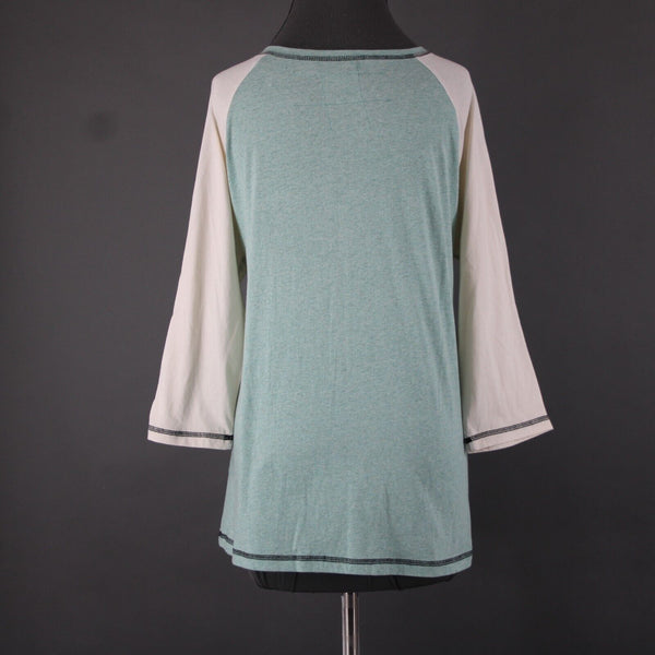 Double D Ranch Sz M Aqua Blue Multi Color Embroid Beaded V Neck 100% Cotton Top