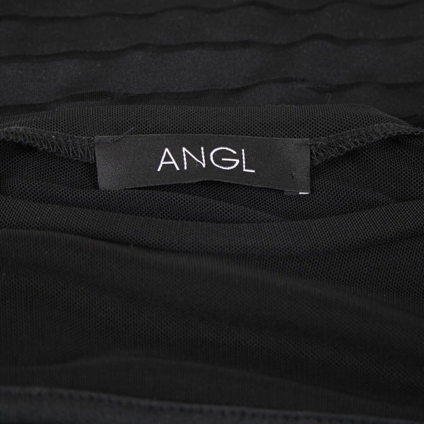 Angl Sz S Black Sheer Long Sleeve Color Block Polyester Sandex Bodycon Dress